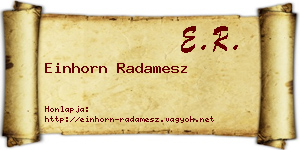 Einhorn Radamesz névjegykártya